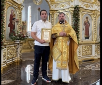 Николай Лопатин отмечен благодарностью за участие в завершении росписи храма святого Пантелеймона в Ессентуках